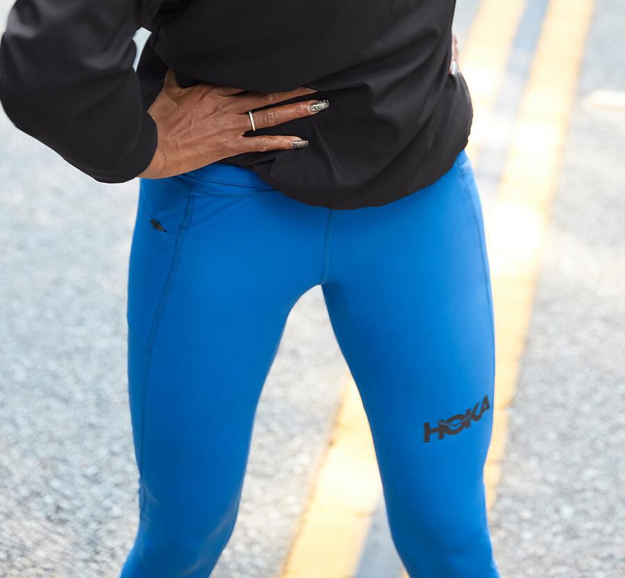 Pantalones Hoka One One Mujer - Performance Crop Tight - Azules - REJ892501